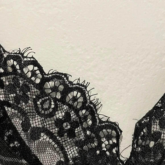 Zara White Black Plaid Trf Lace Trim V Neck Spaghettis - Picture 3 of 6